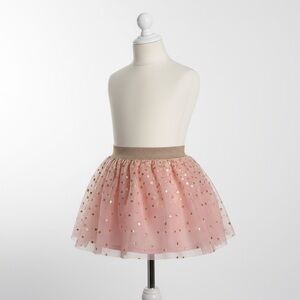 Pink Tulle Skirt with Gold Hearts Girl’s Size XS 4/5